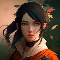 asiatisk flicka anime avatar. ai konst foto