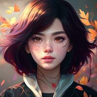 asiatisk flicka anime avatar. ai konst foto