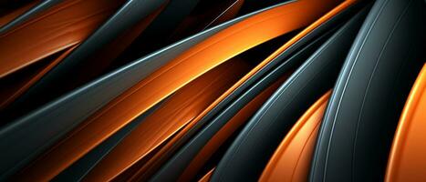 3d svart och orange abstrakt bakgrund. generativ ai foto
