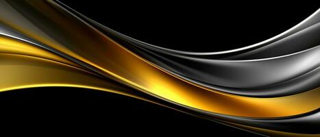 svart och guld vågor abstrakt 3d bakgrund. generativ ai foto