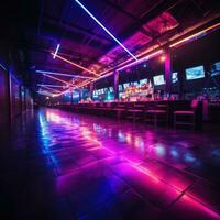 klubbar elektrisk atmosfär glöder med neon lampor foto