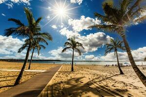 se av känd strand och hav lagun playa de las teresitas, teneriffa, kanariefågel öar, Spanien foto