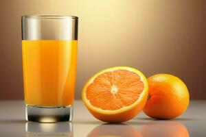 orange juice glas mat. generera ai foto