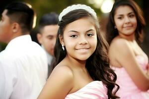 latinamerikan tonåring flicka porträtt. generera ai foto