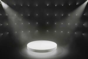 studio rum bakgrund med fokus spotlights mörk grå bakgrund med spotlights lysande podium konsert 3d illustration skede belysning återgivningar foto