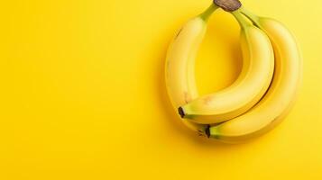 topp se av banan på gul pastell isolerat bakgrund ai generativ foto