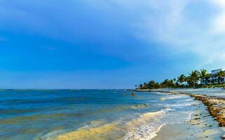 tropisk mexikansk strand klart turkost vatten playa del carmen mexico. foto