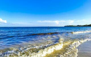 tropisk mexikansk strand klart turkost vatten playa del carmen mexico. foto