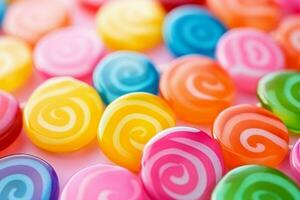 klubbor godis och socker gelé mång färgad, färgrik sötsaker foto