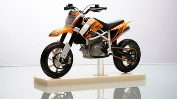 visning en 3d miniatyr- äventyr motorcykel. generativ ai foto