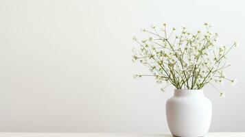 Foto av Gypsophila blomma i pott isolerat på vit bakgrund. generativ ai