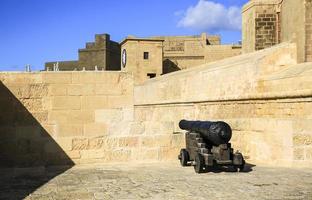 en kanon från det antika citadellet i Gozo foto