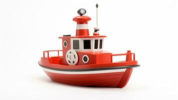 visning en 3d miniatyr- bogserbåt. generativ ai foto