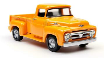 visning en 3d miniatyr- plocka upp lastbil. generativ ai foto