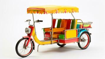 visning en 3d miniatyr- cykel rickshaw. generativ ai foto