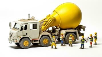 visning en 3d miniatyr- cement mixer. generativ ai foto