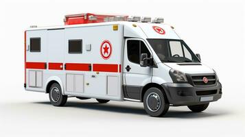 visning en 3d miniatyr- ambulans. generativ ai foto