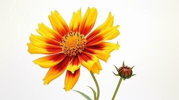 Foto av skön coreopsis blomma isolerat på vit bakgrund. generativ ai