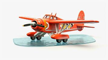 visning en 3d miniatyr- amfibisk flygplan. generativ ai foto