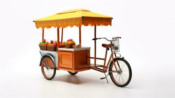 visning en 3d miniatyr- cykel rickshaw. generativ ai foto