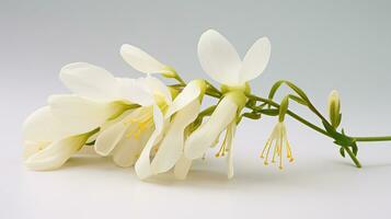 Foto av skön holländarens knäbyxor blomma isolerat på vit bakgrund. generativ ai