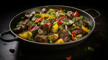 Foto av sabzi polo som en maträtt i en high-end restaurang. generativ ai
