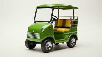 visning en 3d miniatyr- golf vagn. generativ ai foto