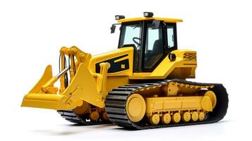 visning en 3d miniatyr- bulldozer. generativ ai foto