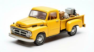 visning en 3d miniatyr- plocka upp lastbil. generativ ai foto