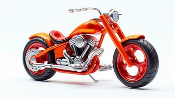 visning en 3d miniatyr- bobber motorcykel. generativ ai foto