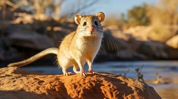 närbild Foto av en känguru råtta ser i deras livsmiljö. generativ ai