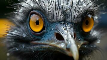 närbild Foto av en emu ser några riktning. generativ ai