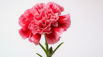 Foto av skön dianthus blomma isolerat på vit bakgrund. generativ ai