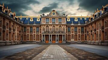 hisnande skönhet av de palats av versailles i Frankrike. generativ ai foto