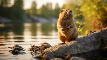 närbild Foto av en naken mol råtta ser i deras livsmiljö. generativ ai