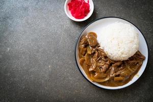 skivad nötkött curry ris foto