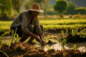 indonesiska man arbete som jordbrukare foto