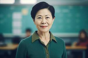 asiatisk kvinna lärare. generera ai foto