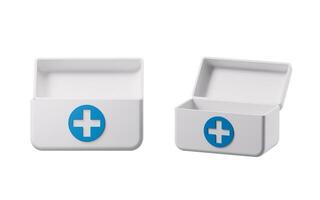 vit hälsa vård medicinsk låda, 3d tolkning. foto
