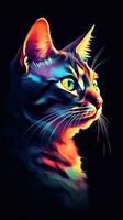 pop- konst katt på mörk bakgrund generativ ai foto