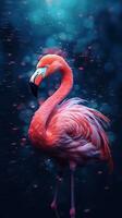 abstrakt flamingo på mörk bakgrund generativ ai foto
