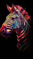 abstrakt zebra på mörk bakgrund generativ ai foto