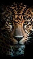 majestätisk jaguar i bokeh stil på mörk bakgrund generativ ai foto