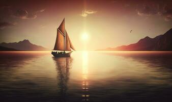 segling in i de solnedgång en drömmande bakgrund för professionell projekt foto