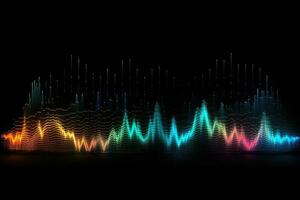 vibrerande ljud vågor på abstrakt neon bakgrund foto