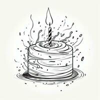 traditionell födelsedag kaka med ljus i kontinuerlig linje konst stil foto