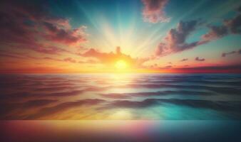 eterisk solnedgång himmel och hav bakgrund för avslappning och meditation foto