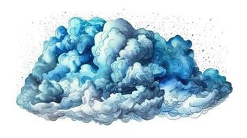 blå moln illustration på vattenfärg lutning bakgrund foto