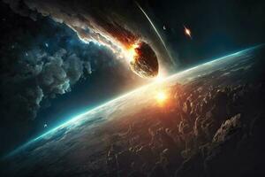 apokalyptisk komet påverkan på jord foto