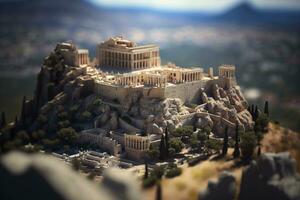 miniatyr- akropol av aten i grekland foto